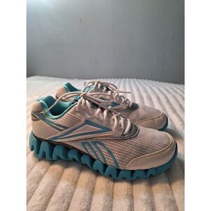 Reebok Zig Zag Tech Running Sneaker Shoes Womens 8.5 White Turquoise Silver‎